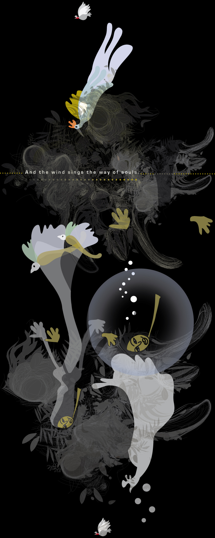 BIrds in the sky, illustrated by Montse Noguera